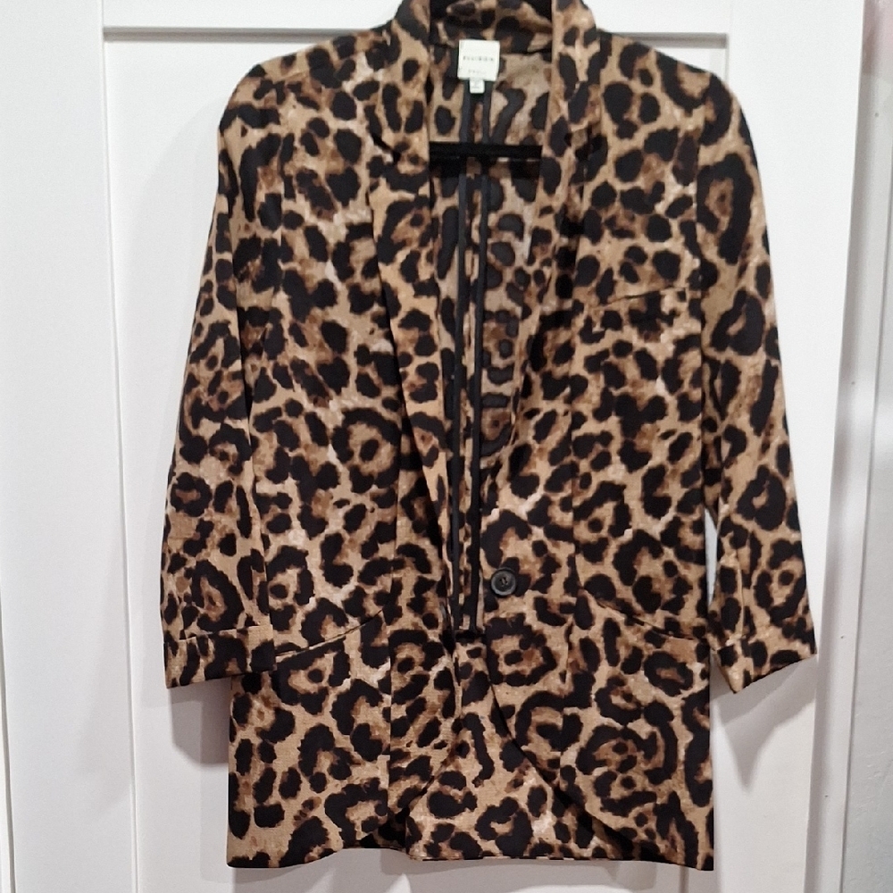 Ellison Brown and Black Blazer with Leopard Print